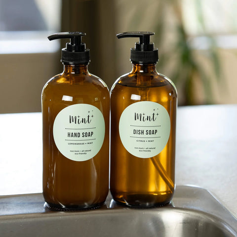 MINT Dish Soap 456 ml Glass Amber Bottle