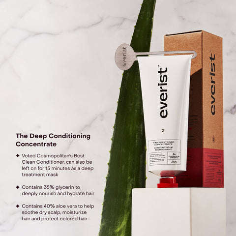 Everist deep conditioning concentrate with aloe vera on a marble background